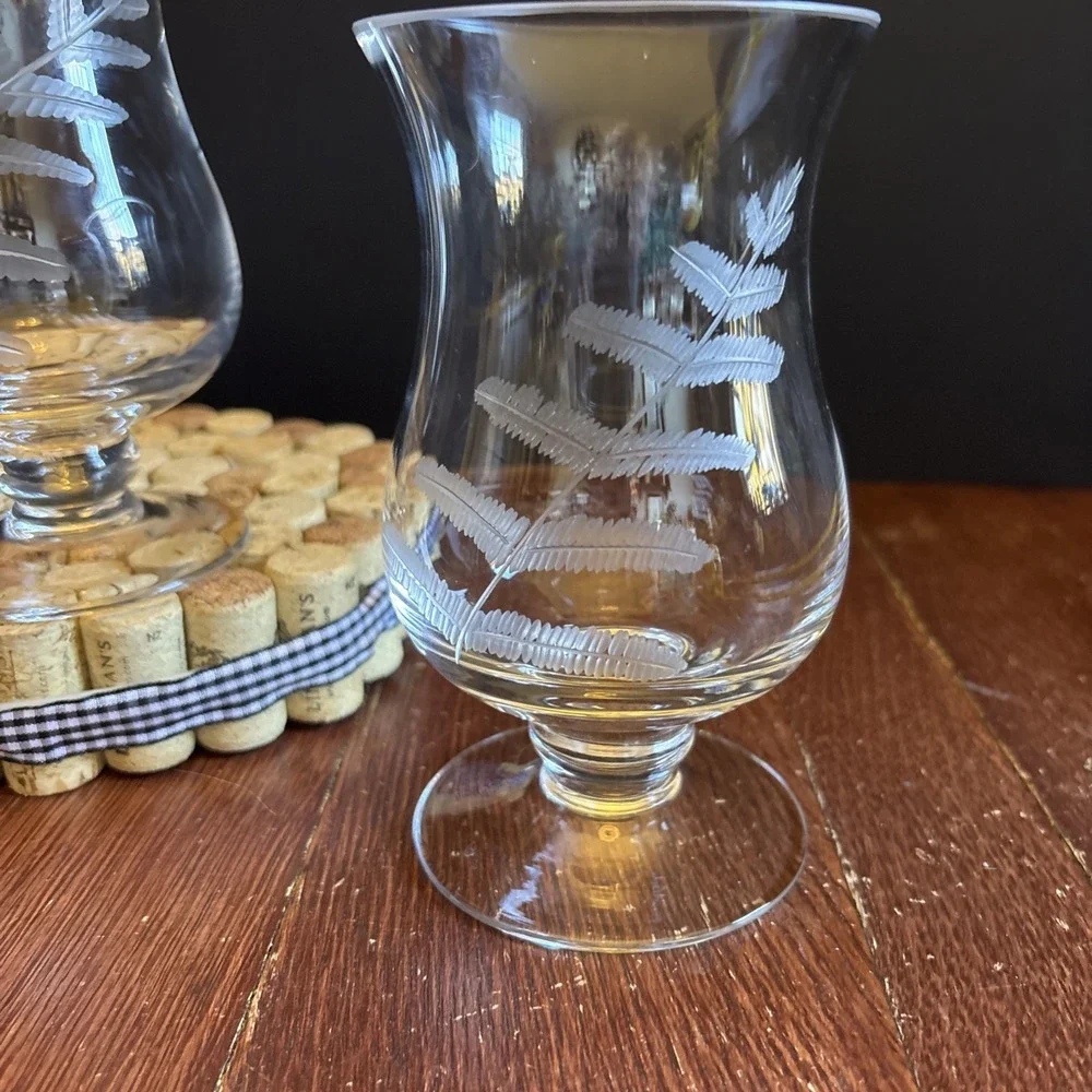New Carolina by Zodax Fern Sketch Glass‎ Small Hurricane Vase Set Of 2